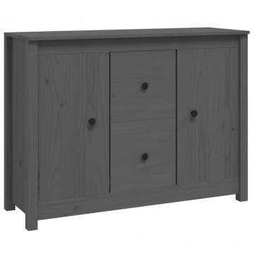 Servantă, gri, 100x35x74 cm, lemn masiv de pin - Img 2