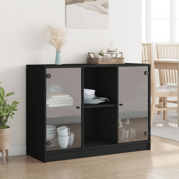 Servantă, negru, 102x37x75,5 cm, lemn prelucrat - Img 3