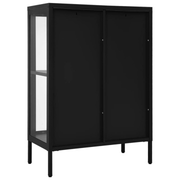Servantă, negru, 75x35x105 cm, oțel și sticlă - Img 8