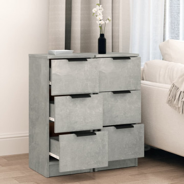 Servante, 2 buc., gri beton, 30x30x70 cm, lemn prelucrat - Img 3