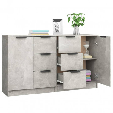 Servante, 2 buc., gri beton, 60x30x70 cm, lemn prelucrat - Img 4