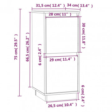 Servante, 2 buc., maro miere, 31,5x34x75 cm, lemn masiv pin - Img 7
