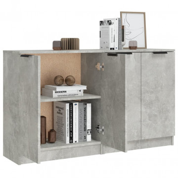 Servante, 2 piese, gri beton, 60x30x70 cm, lemn prelucrat - Img 7