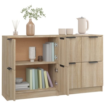 Servante, 2 piese, stejar sonoma, 60x30x70 cm, lemn prelucrat - Img 5