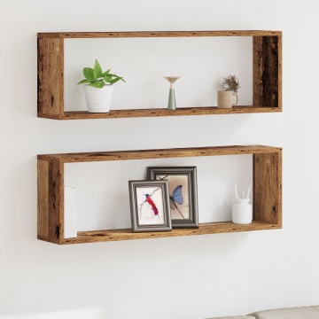 Set 2 rafturi din lemn vechi, 80x15x26 cm, lemn ingineresc - Img 1