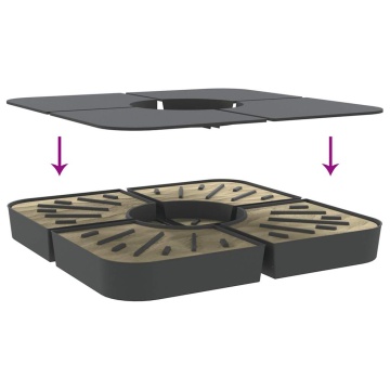 Set bază de umbrelă soare 4 piese pentru suport cruce 100 kg PP - Img 5