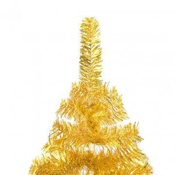 Set brad de Crăciun artificial cu LED&globuri auriu 210 cm PET - Img 3