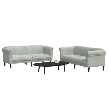 Set canapea, 2 piese, gri deschis, catifea - Img 3