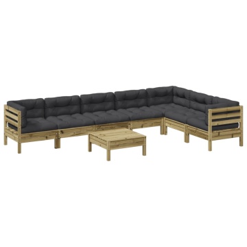 Set canapea de grădină, 8 piese, lemn de pin tratat - Img 2