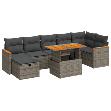 Set canapea de grădină cu perne, 5 piese, gri, poliratan - Img 2
