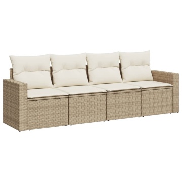 Set canapele de grădină, 4 piese, cu perne, bej, poliratan - Img 2