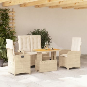 Set canapele de grădină, 4 piese, cu perne, bej, poliratan - Img 1