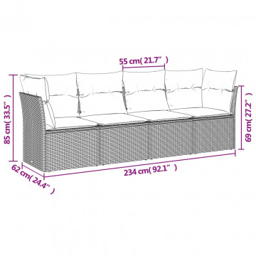 Set canapele de grădină, 4 piese, cu perne, bej, poliratan - Img 3