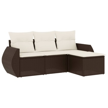 Set canapele de grădină, 4 piese, cu perne, maro poliratan maro - Img 2