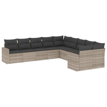Set canapele de grădină cu perne 10 piese gri deschis poliratan - Img 2