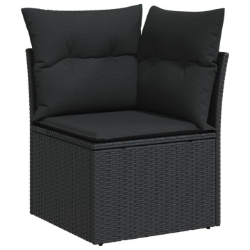 Set canapele de grădină cu perne, 10 piese, negru, poliratan - Img 4