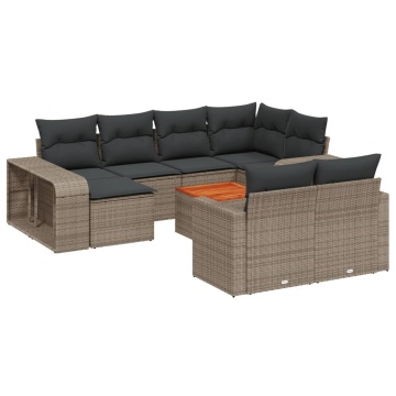 Set canapele de grădină cu perne, 11 piese, gri, poliratan - Img 2