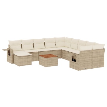 Set canapele de grădină cu perne, 12 piese, bej, poliratan - Img 2