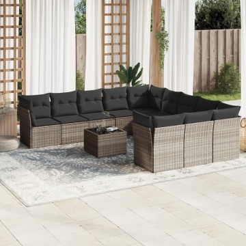 Set canapele de grădină cu perne, 12piese gri deschis poliratan - Img 1