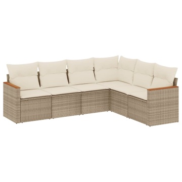 Set canapele de grădină cu perne, 6 piese, bej, poliratan - Img 2