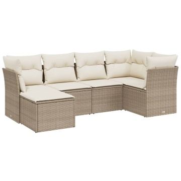 Set canapele de grădină cu perne, 6 piese, bej, poliratan - Img 2