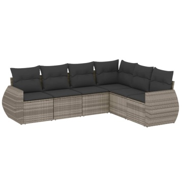 Set canapele de grădină cu perne, 6 piese gri deschis poliratan - Img 2
