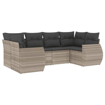 Set canapele de grădină cu perne, 6 piese gri deschis poliratan - Img 2