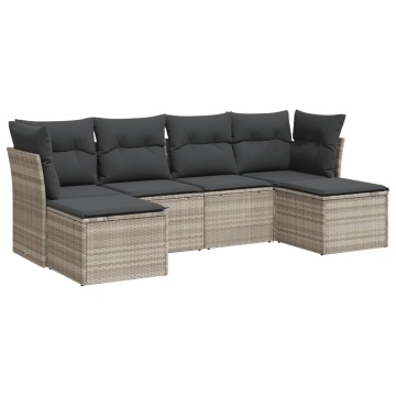 Set canapele de grădină cu perne, 6 piese gri deschis poliratan - Img 2