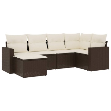 Set canapele de grădină cu perne, 6 piese, maro, poliratan - Img 2