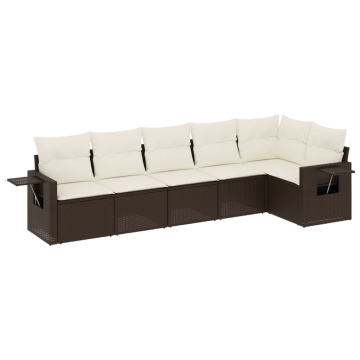 Set canapele de grădină cu perne, 6 piese, maro, poliratan - Img 2