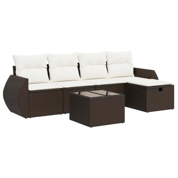 Set canapele de grădină cu perne, 6 piese, maro, poliratan - Img 2