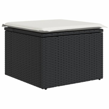 Set canapele de grădină cu perne, 7 piese, negru, poliratan - Img 8