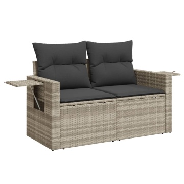 Set canapele de grădină cu perne, 7piese gri deschis poliratan - Img 4