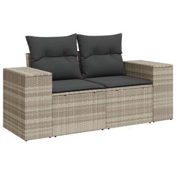 Set canapele de grădină cu perne, 7piese gri deschis poliratan - Img 4