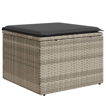 Set canapele de grădină cu perne, 7piese gri deschis poliratan - Img 6