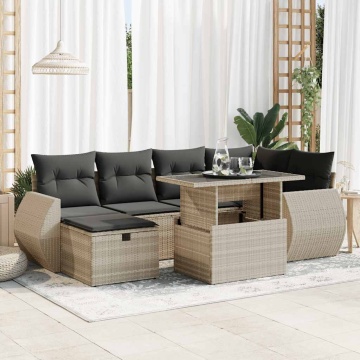 Set canapele de grădină cu perne, 7piese gri deschis poliratan - Img 1