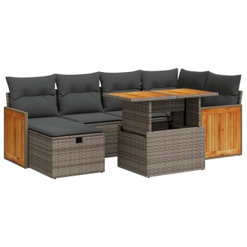 Set canapele de grădină cu perne, 8 piese, gri, poliratan - Img 2