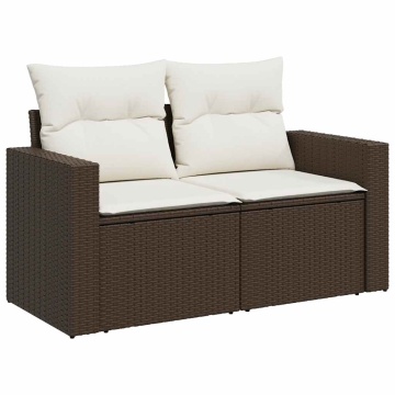 Set canapele de grădină cu perne, 9 piese, maro, poliratan - Img 3