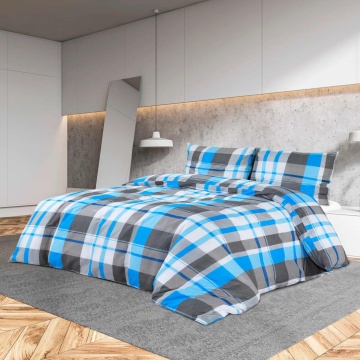 Set cu husă de pilotă, albastru și gri, 240x220 cm, bumbac - Img 1