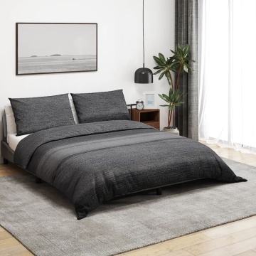 Set cu husă de pilotă, gri închis, 260x220 cm, bumbac - Img 1