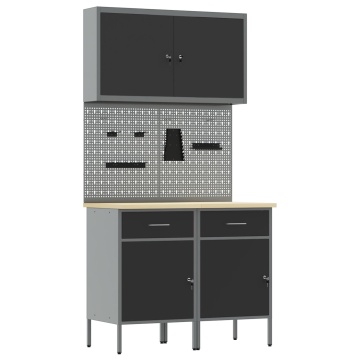 Set de birou și panou cu suport de 5 piese , MDF și metal negru - Img 2