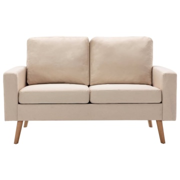 Set de canapele, 2 piese, crem, material textil - Img 3