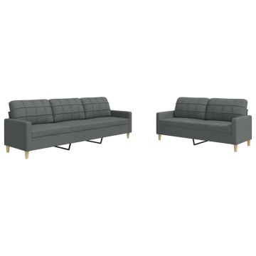 Set de canapele, 2 piese, gri închis, material textil - Img 2