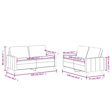 Set de canapele cu perne, 2 piese, negru, piele ecologică - Img 6