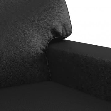 Set de canapele cu perne, 2 piese, negru, piele ecologică - Img 8