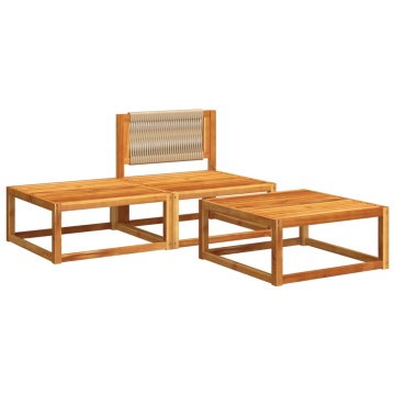 Set de canapele de grădină cu perne, 3 piese, lemn masiv acacia - Img 3