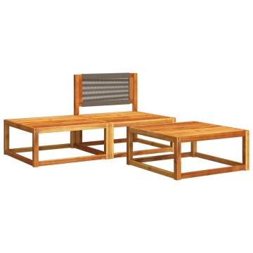 Set de canapele de grădină cu perne, 3 piese, lemn masiv acacia - Img 3