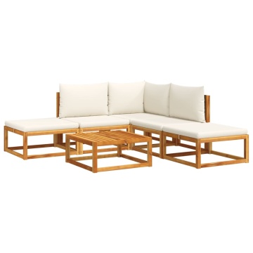 Set de canapele grădină cu perne, 6 piese, lemn masiv acacia - Img 2