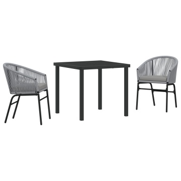 Set de Dining 3 Piese Gri Poliratan - Img 2