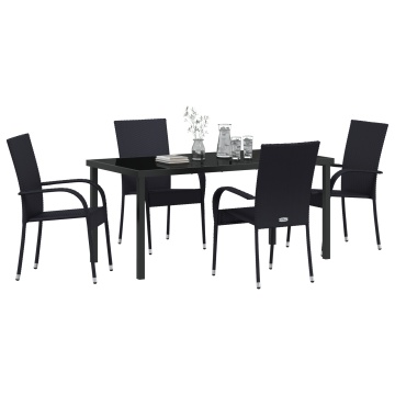 Set de Dining de Grădină 5 Piese Negru Poliratan - Img 3